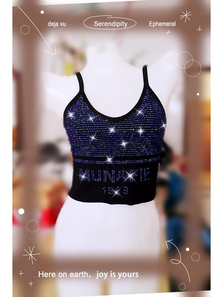 European & American Rhinestone Camisole: Seamless Spring/Autumn U-Back Vest.