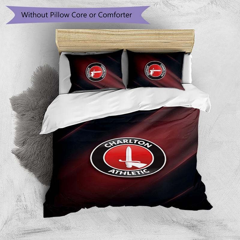 Charlton Athletic FC Set Biancheria da Letto Stampato 3 Pezzi Copripiumino Traspirante con Federe Biancheria da Letto Decorativa per Camera da Letto Casa