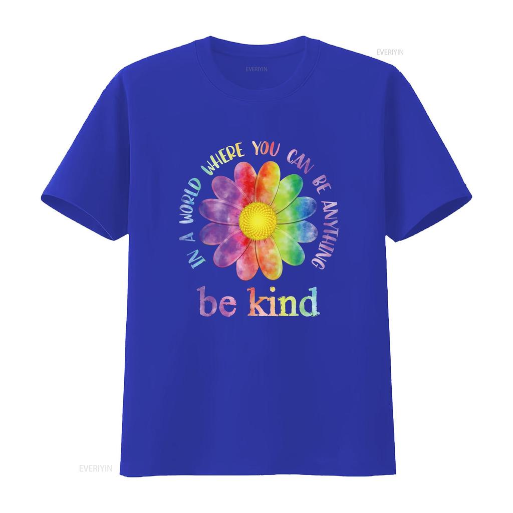 Be Kind Daisy Flower Rainbow Positive Inspirational Kindness T Shirt vintage Washed streetwear Unisex Breathable Stretched Soft