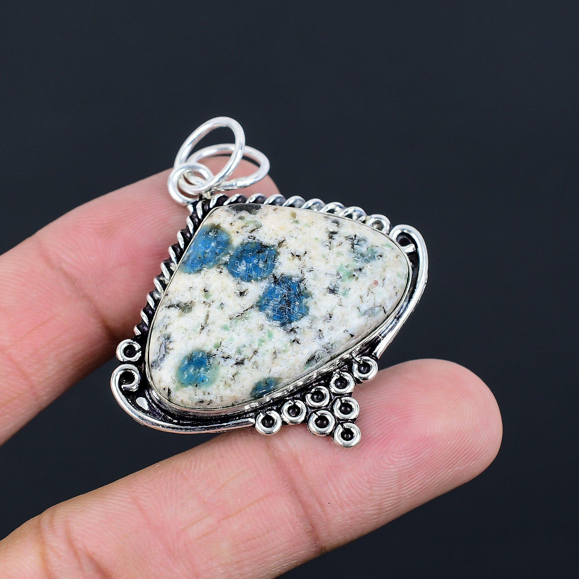 Trillion K2 Jasper Stone Handcrafted Wedding Pendant Jewelry 925 Sterling Silver