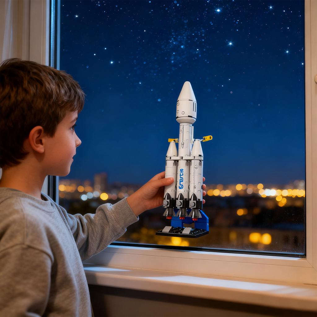 Space Rocket Ship Building Block Model Military Assembly Boy Educational Children's Toy