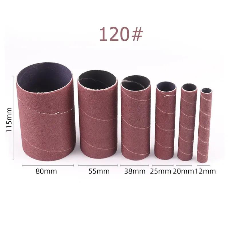 6 Pack Spindle Sanding Sleeves For Oscillating Sander 80 120 Grit Sandpaper Drum For Metal Woodworking Polishing Wheels