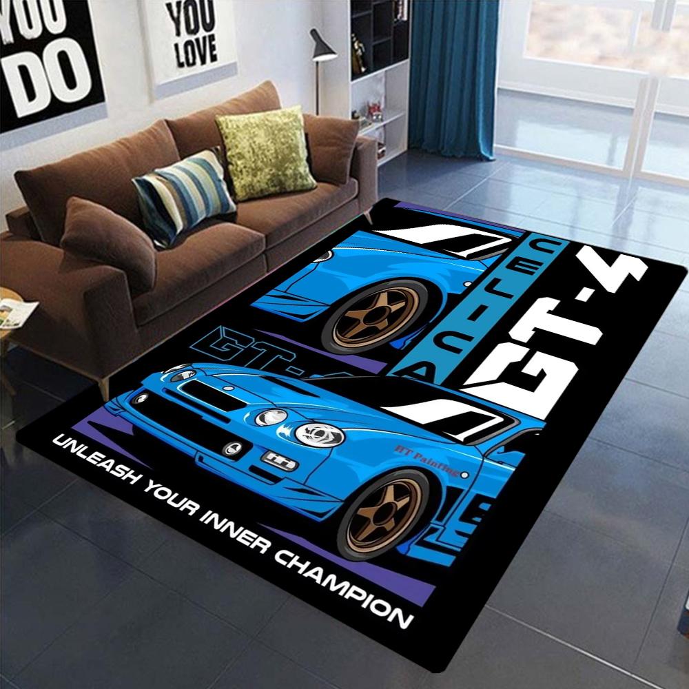 Luxury Retro J-JDM Inspired Car Theme Rug Living Room Bedroom Floor Mat Stylish Sofa Carpet Gaming Room Decor NonSlip Floor Mat