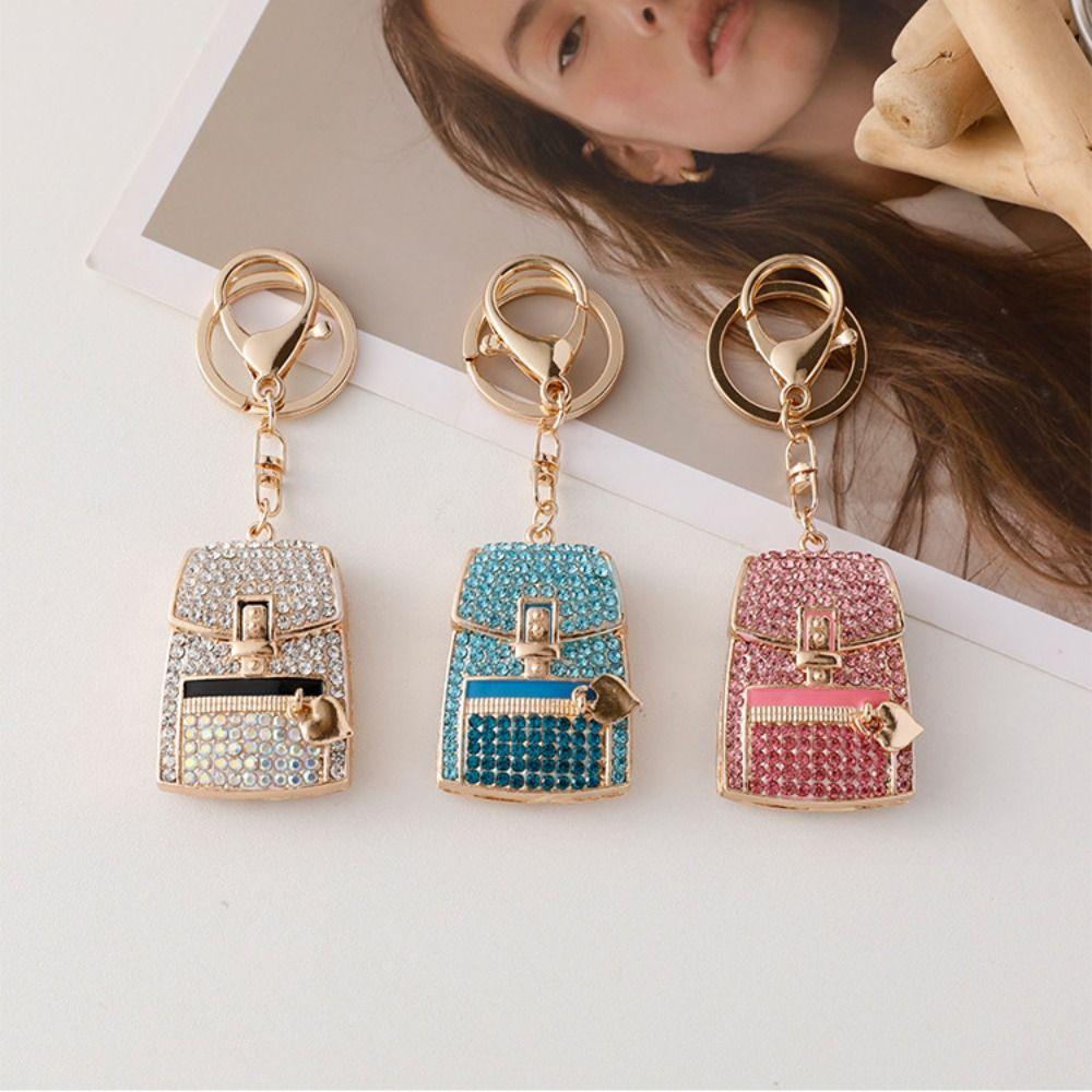 Rhinestone Bag Shaped Keychain Fully-jewelled Bag Accessories Pendant Car Key Pendant Unisex
