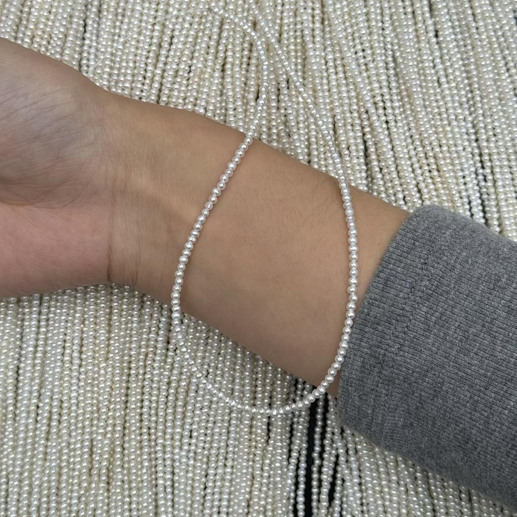 1String, White Natural Freshwater Pearls Beads for Jewelry Making DIY Crafts (Beads 2.5-3mm, Length 36cm)