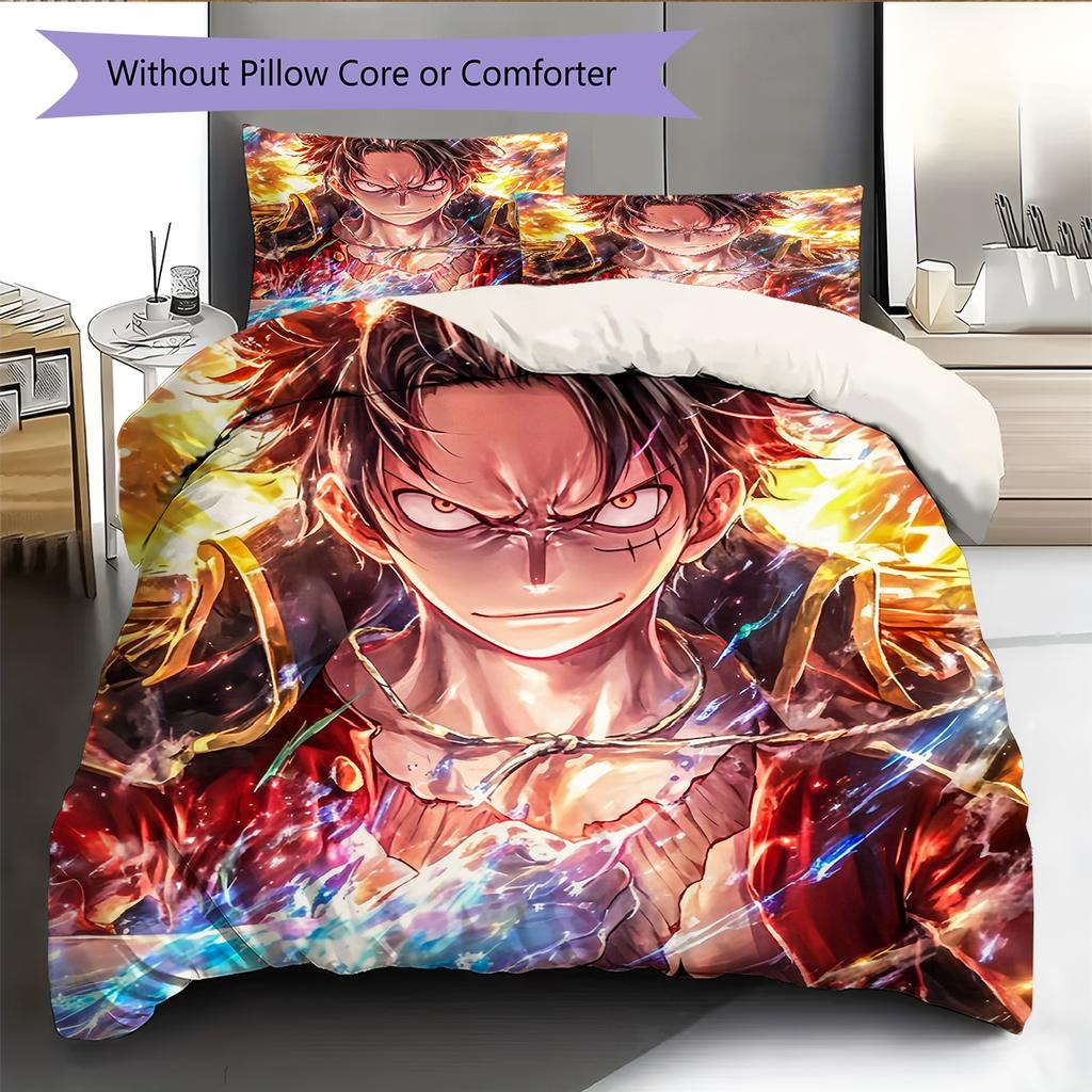 Juego de Ropa de Cama con Estampado de Dibujos Animados Colcha Funda de Colcha Funda de Almohada Decoración del Hogar Regalo de Cumpleaños (1 * funda nórdica + 2 * fundas de almohada, sin núcleo)
