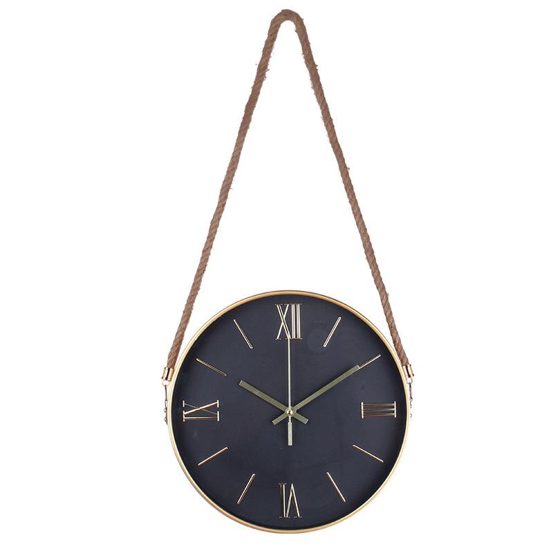 Simple Hanging Rope Wall Clock, Creative Fashion Clock, Wall Clock, Living Room Wall Clock, 12-inch Quartz Clock for Home Use