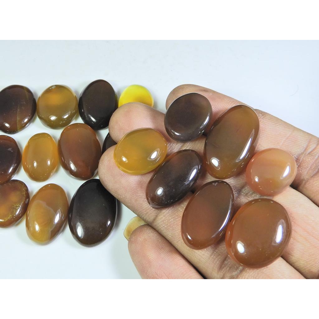 306Cts. Natural Onyx Agate Ring Size Oval Cabochon Loose Gemstone 20Pcs Lot A-655