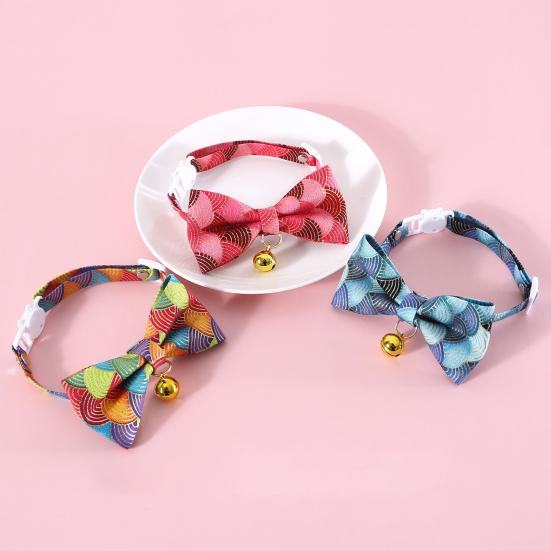 Kitten Collar Adjustable Safety Buckle Lovely Printed Bow Charm Dress Up Neck Jewelry Pet Neck Accessory Small Dog Collar with Bell Cat Supplies