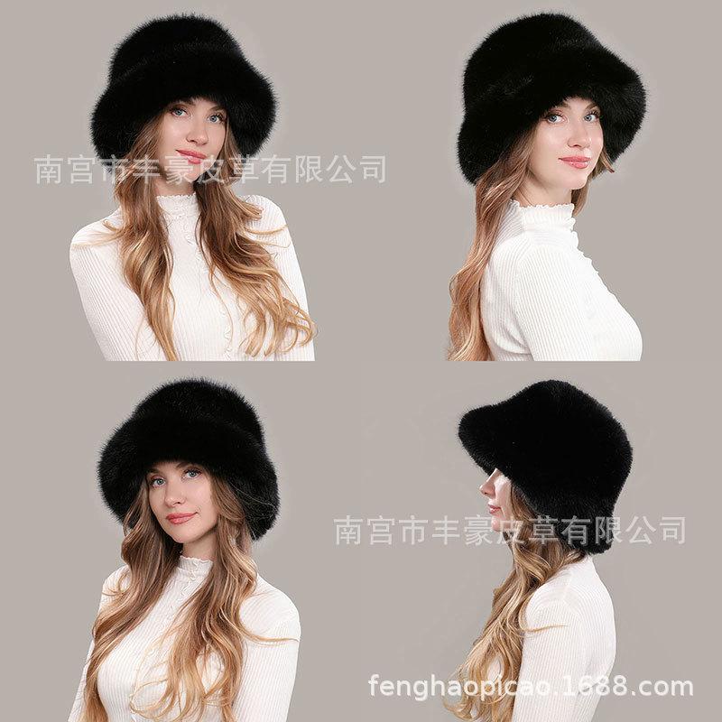 Women Winter Thick Warm Faux Fur Bucket Hat Fluffy Fashionable Ear Flaps