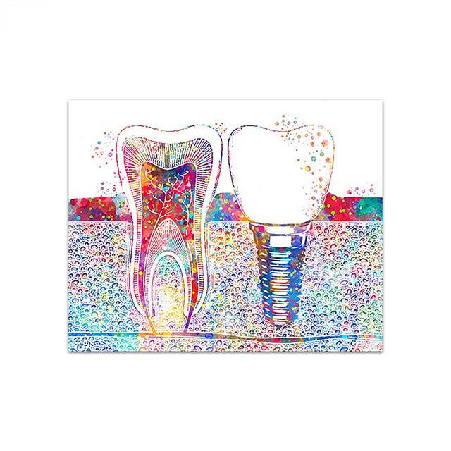 Dental Art Cartoon Style Wall Art Posters Tooth Medical Canvas Painting Print Pictures Dentist Gift Modern Clinic Home Decor No Frame