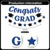 Black and Blue Graduation Party Decorations 2025 Congrats Grad Banner, NO-DIY Graduation Decorations Class of 2025 Congratulations Graduate Banner