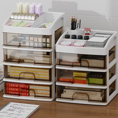 Multi Functional Desktop Drawer Storage Box Plastic Student Desk Dormitory Stationery Storage Box Cosmetics Storage Rack