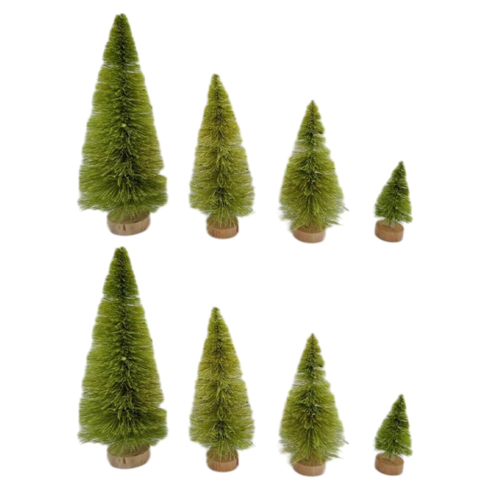 

8x Artificial Christmas Tree Tabletop Wood Base Xmas Trees Christmas Decor for Wedding Bar Holiday Dollhouse Centerpiece зелений