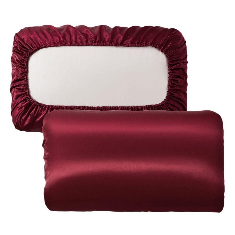 2pcs Satin Silk Sleeping Pillowcase Solid Color Pillow Cover  Pillow Protector