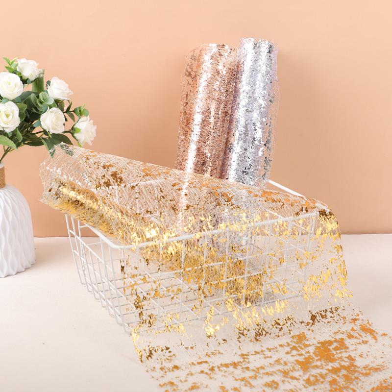 Metallisk Guld Bordslöpare Paljett Glitter Mesh Rulle Bordsduk för Bröllopsevenemang Födelsedagsfest Hemdekoration Julförsörjning