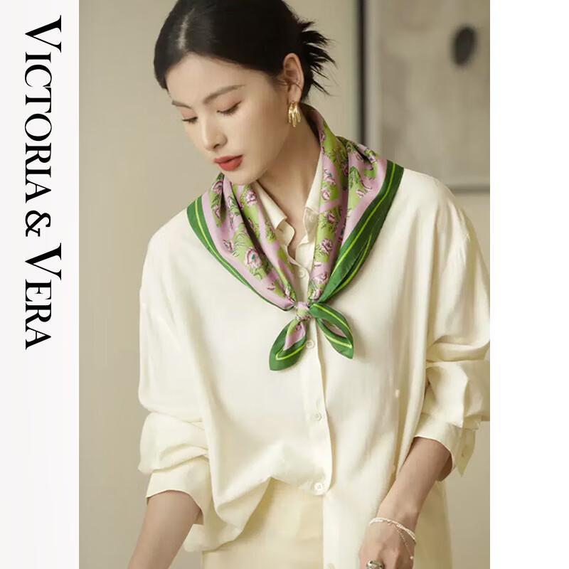 VICTORIA&VERA Floral Mulberry Silk Scarf