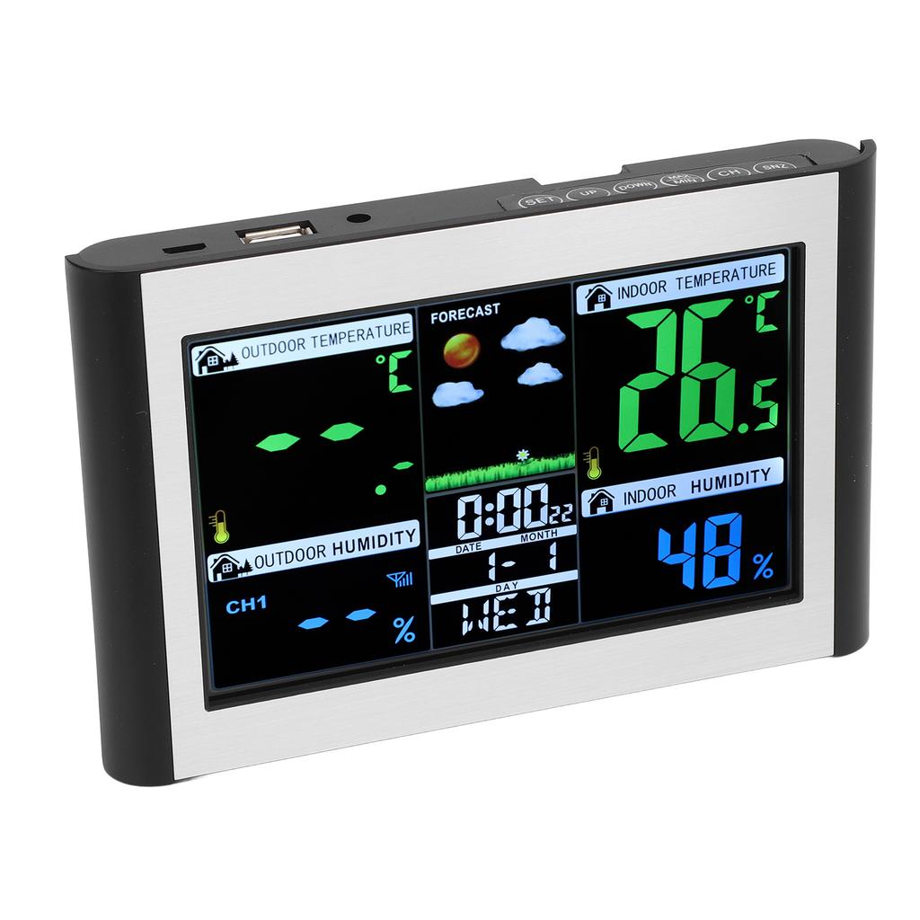 Weather Clock Station Color Screen Digital Display Weather Forecast Indoor Outdoor Temperature