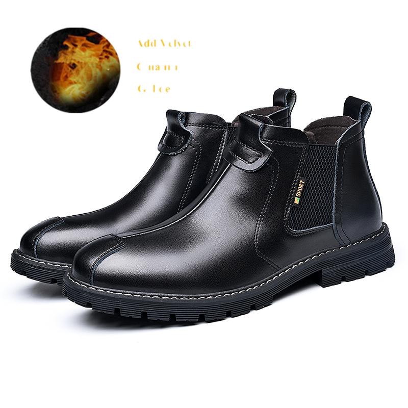 Autumn Winter Retro Boots for Men Fashion Quality Leather Work Boots Men Slip-on Brown Ankle Boots Casual Men Botas Masculino