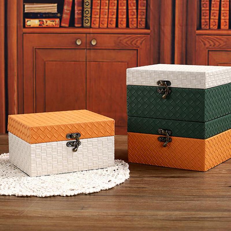 Vintage Large Capacity Imitation Leather Jewelry Box Mirror Necklace Ring Earrings Jewelry Storage Organizer Display Travel Case