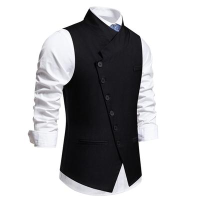 Men Suit Vest Sloping Lapel Collar Wedding Waistcoat Slim Fit Sleeveless Vest Coat Solid