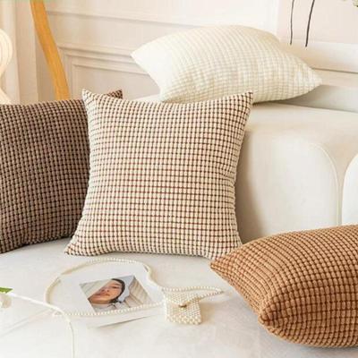 Effen Kleur Sierkussenhoes voor Sofa met Rits 16X16in Dik Ruitpatroon Effen Scandinavisch Design Kussensloop Kussenhoes