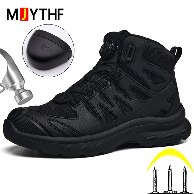 Rotating button Men Safety shoes Non-slip Work Boots Steel toe shoes Puncture-Proof Security Boots Protection Shoes Men Boots