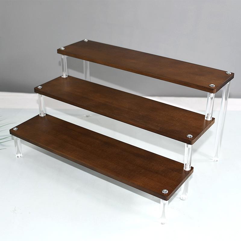 Acrylic Wooden Display Riser Stand for Funko POP Figures,Earring Ring Holder Cupcake Stand,Perfume Stand Organizer Display