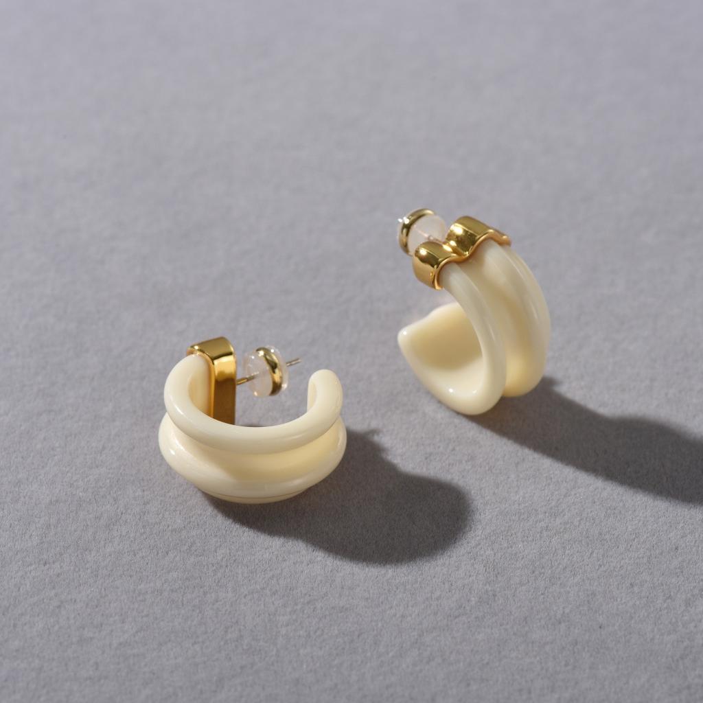 Personalized C-Type Resin S925 Silver Needle Stud Earrings, Advanced Sense Of Tide, Exquisite And Simple Temperament, Versatile Earrings