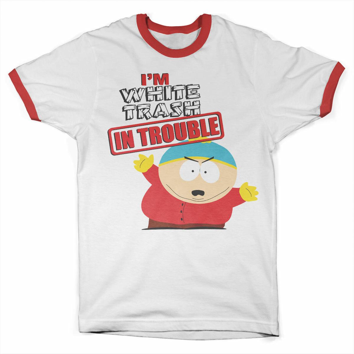 Officially Licensed South Park I M White Trash IN Trouble Wrestling T-shirt S -- XXXL