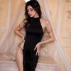 Plus Size Night Oath Tiffi High Slit Ice Silk Cheongsam Lingerie Dress