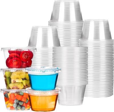 100 Pcs  Small Plastic Containers with Lids, Sealed Stackable, Salad Dressing Containers, Party and Travel Seasoning Cups