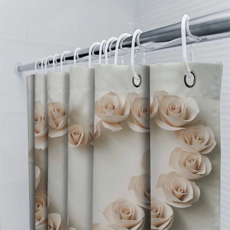 3D Rose Heart Shower Curtain | Elegant and Romantic Bathroom Decor