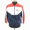 Adidas /80s?/Vintage Full-Zip Blouson Jacket/Outerwear/M/Red×White×Navy/Fleece Lining/Sleeve ADIDAS Print/Trefoil Logo