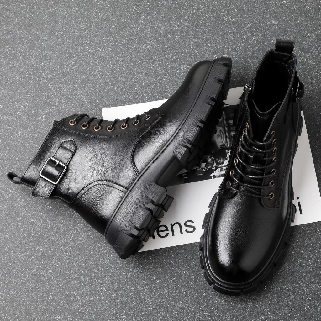 2025 New Men's Martin Boots High-end Men's Shoes British Style Trend Casual Boots Fashionable and Comfortable Thick Soles Increase