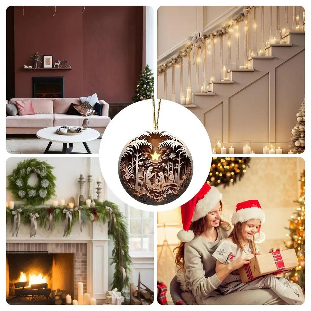 6-pack julkrubba prydnader, julgrans julkrubba hängande prydnader, Jesu födelse dekor för kristen familj