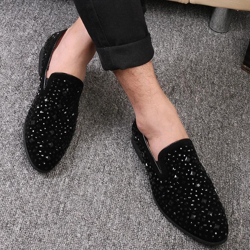 Men's Dress Shoes Luxury Rhinestone Sequin Banquet Shoes Classic Mens Loafers Fashion Casual Shoe Business Dress Shoes Moccasins