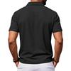 Men Loose Casual Short Sleeve Linen Blend Polo Shirt For Daily Beach Wear