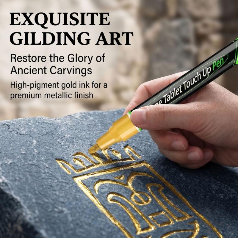 Grabstein Reparaturstift Design Zur Reparatur Verwitterter Grabstein Inschriften Goldener Gedenkstein Reparatur Stift