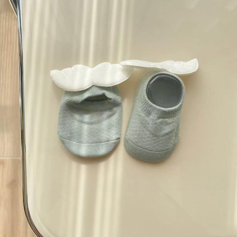Chaussettes Ailes d'Ange pour Bébés Garçons Coton Élastique Couleur Unie Chaussettes Nouveau-nés Filles Printemps Été Antidérapantes Sol Coupe Basse pour