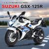 1/12 Scale Suzuki GSX-250R Motorcycle Toy Alloy Diecast Model Sound and Light Toys Rubber Tires Miniature Racing Model Present for Kid