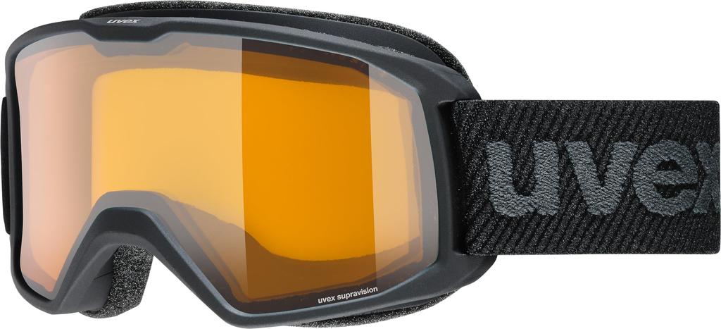 Uvex Ski and Snowboard Double Glasses Element Free Size Children's Goggles, Lens, Anti-Fog, Compatible, LGL, Black,