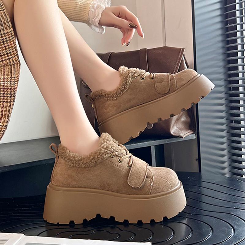 Damen Flats Baumwollschuhe Plateau Warme Schneestiefel Mode Lässig Winter Laufschuhe Kurzer Plüsch Gemütliche Damenstiefel