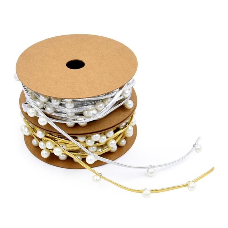 Festive Wrap Rope with Golden/ Silver Beads Christmas Beads Ribbon Perfect for DIY Crafts and Christmas Decorations