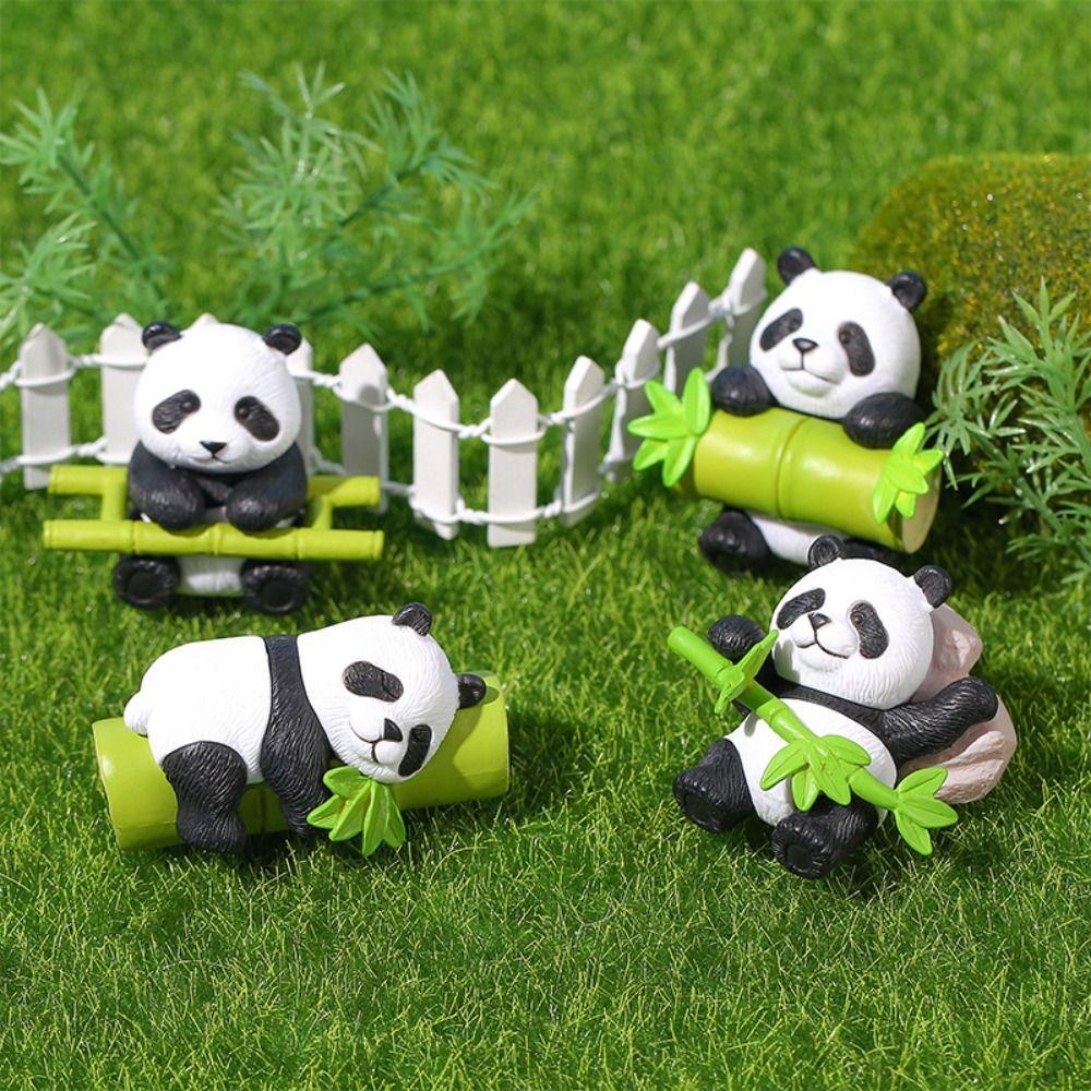 8pcs Resin Panda Ornament Lifelike Panda Statue Garden Decor Animal Statues  Car Ornaments