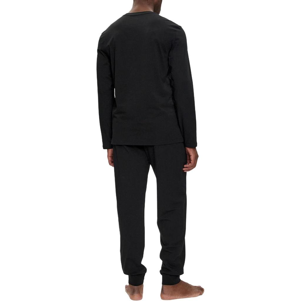 Emporio Armani FW24 Letter Print Crew Neck Long Sleeve Casual Sports Set Men sets Black 112033-4F516-00020