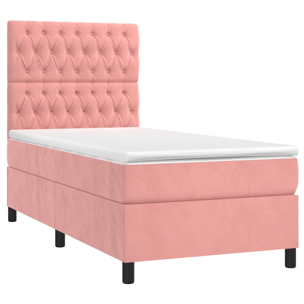 Pink Box Spring Bed with Mattress 80x200 cm Velvet