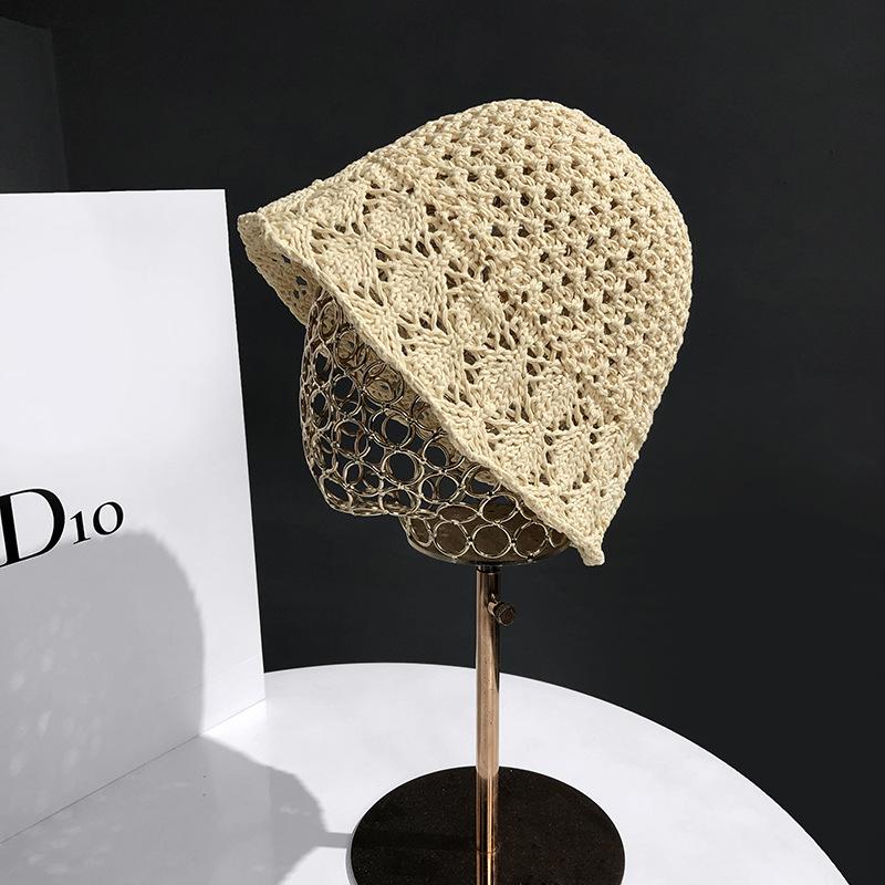 Nouveau chapeau de pêcheur pour enfants chapeau d'été en paille tressée ajourée protection solaire couvre-visage chapeau bob respirant pare-soleil chapeau cloche