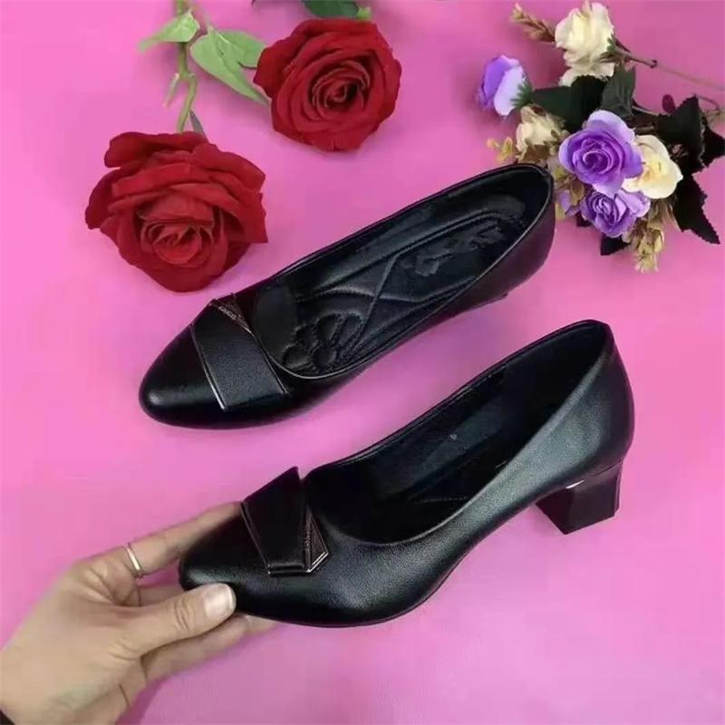 Fashion sapatos femininas women classic pointed toe spring & summer slip on square heel shoes for student school lady casual pumps ea259