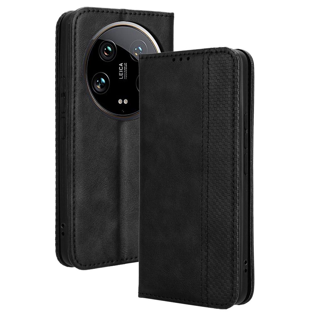 For Xiaomi 14 Ultra Case Vintage Leather Magnetic Flip Phone Cover